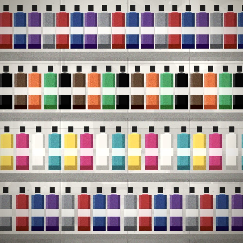 Latas alinhadas antes da pintura